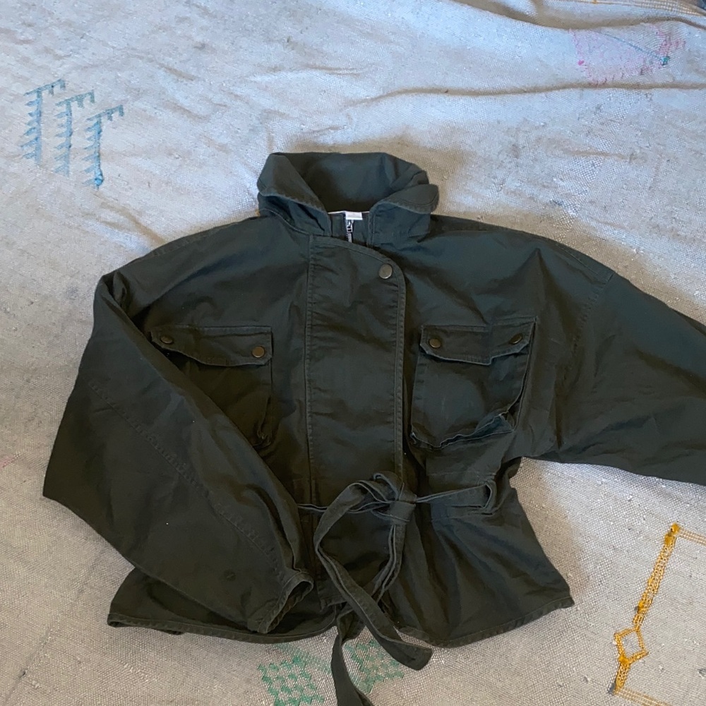Anthropologie mare mare Dark Green cotton stretch Utility Jacket sz small - Picture 3 of 13